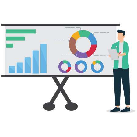 Businessman giving project presentation Illustration