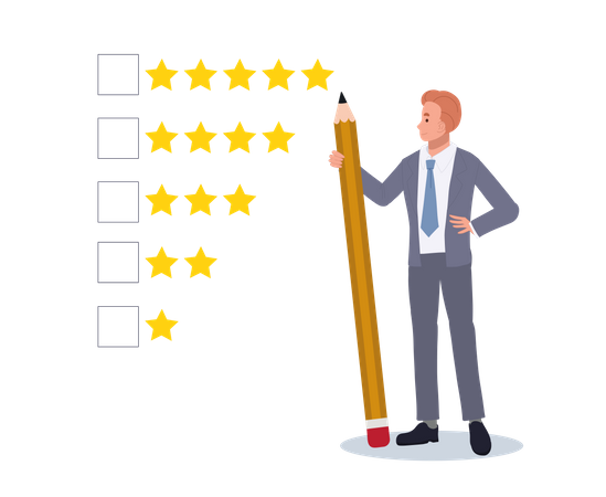 Businessman giving service rating Illustration