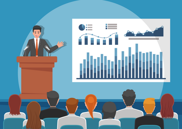 Businessman giving speech  .  Illustration