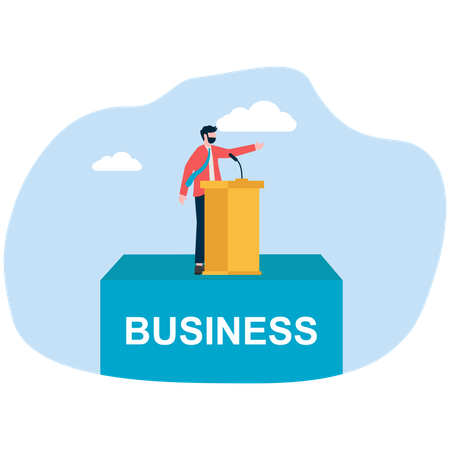 Businessman giving speech on business  Illustration