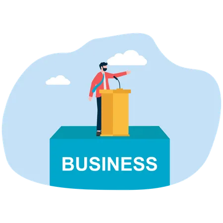 Businessman giving speech on business  Illustration