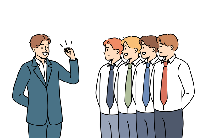 Businessman giving speech to employees  Illustration