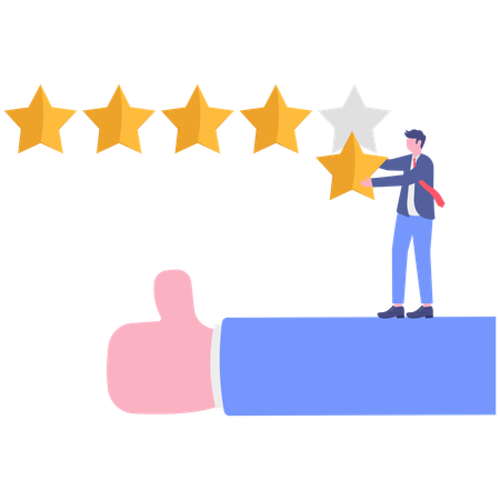 星によるフィードバックを与えるビジネスマン  イラスト