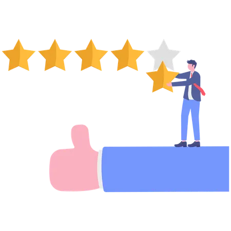 星によるフィードバックを与えるビジネスマン  イラスト