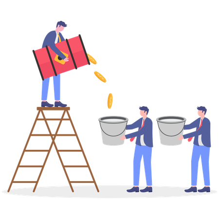 Businessman giving wages to worker  Illustration