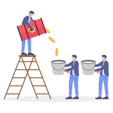 Businessman giving wages to worker  Illustration