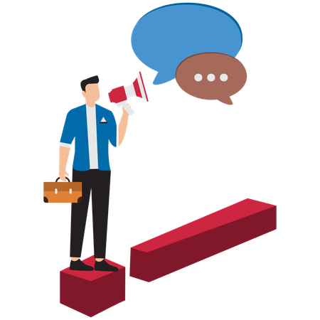 Businessman giving warning message  Illustration