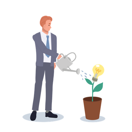 Businessman giving water to idea  Illustration