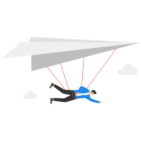 Businessmen Gliding Flying Concept Illustration