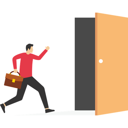 Businessman go forward to the exit door  Illustration