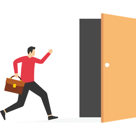 Businessman Go Forward To The Exit Door Vector Illustration Design Illustration