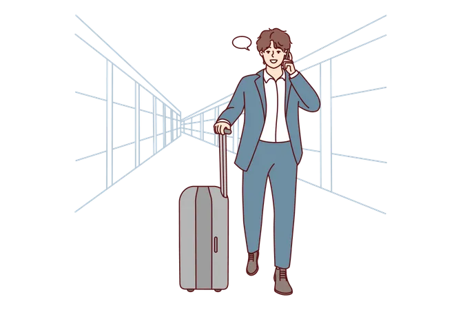 Businessman going for business trip  Illustration