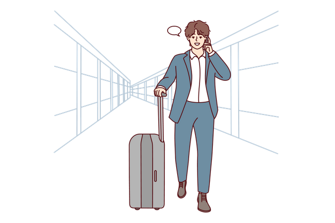 Businessman going for business trip  Illustration