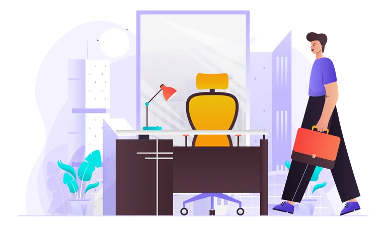 Businessman Going For Office  Illustration