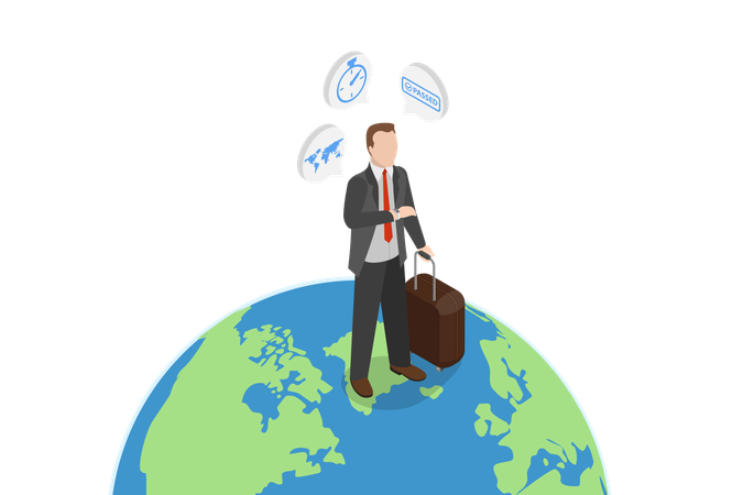 Businessman going for summer trip  Illustration