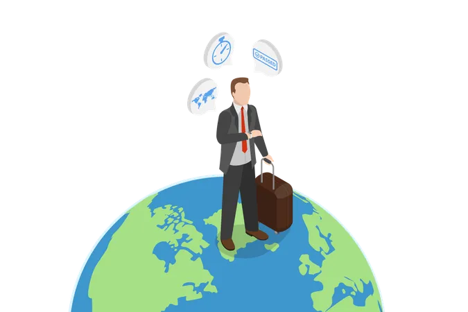 Businessman going for summer trip  Illustration