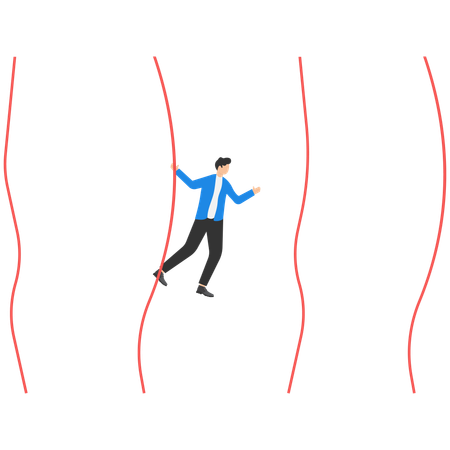 Businessman going from rope to other  Illustration