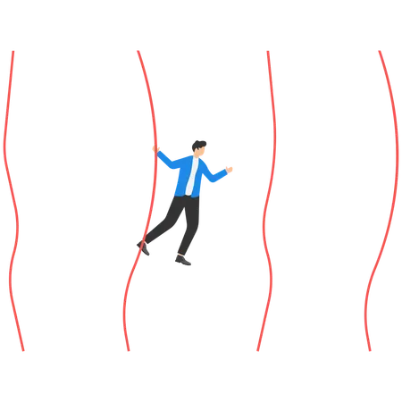 Businessman going from rope to other  Illustration