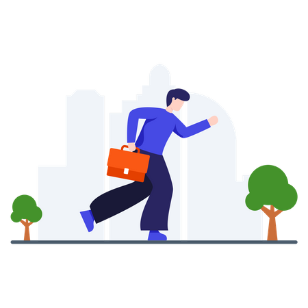 Businessman Going Office with briefcase Illustration