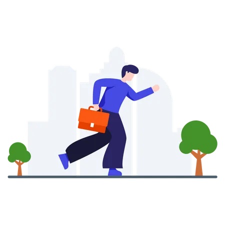 Businessman Going Office with briefcase Illustration