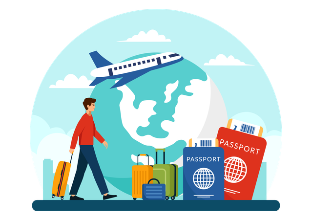 Businessman going on international trip  Illustration