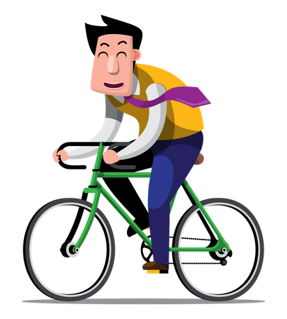 Businessman going to Office on Bicycle  Illustration