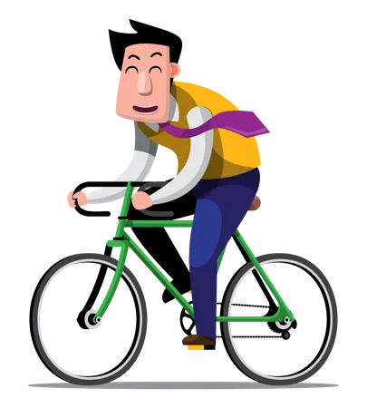 Businessman going to Office on Bicycle  Illustration