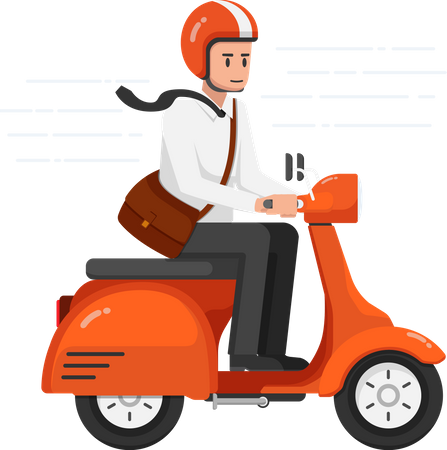 Businessman going to office via scooter  Illustration