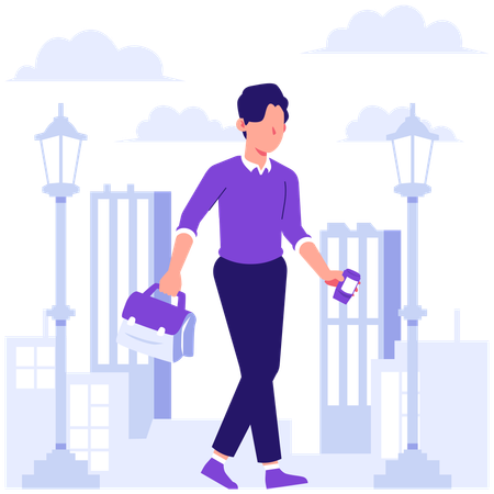 Businessman going to work  Illustration