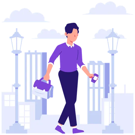 Businessman going to work  Illustration