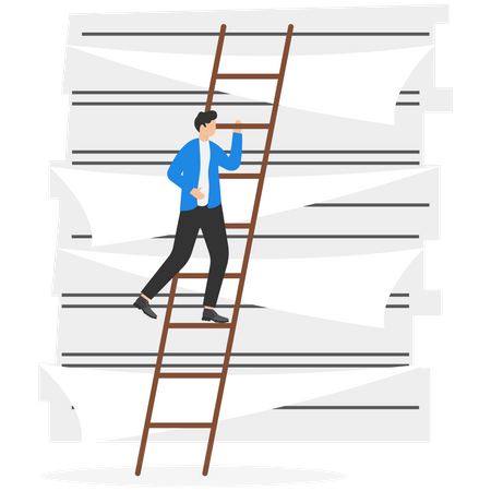 Businessman going up the ladder  Illustration