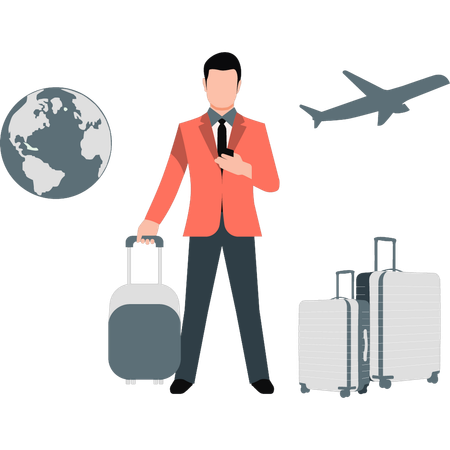 Businessman going world trip  Illustration