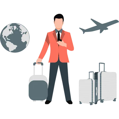 Businessman going world trip  Illustration