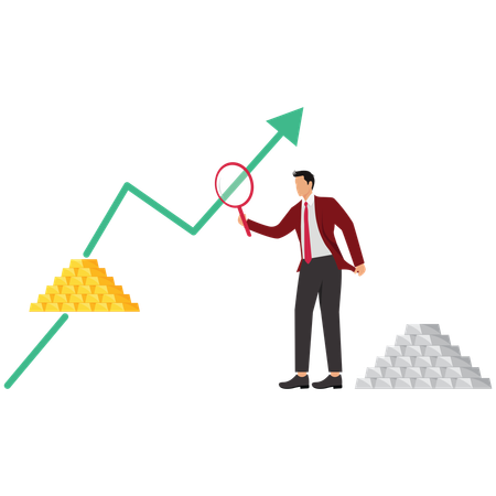 Businessman Gold and Silver Investment  Illustration