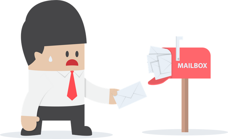 Businessman got a lot of mail in mailbox  Illustration