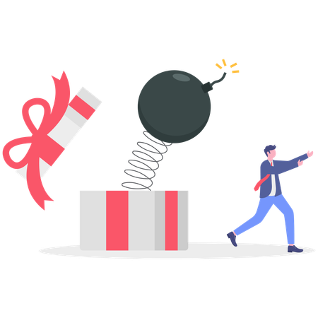 Businessman got bomb gift  Illustration