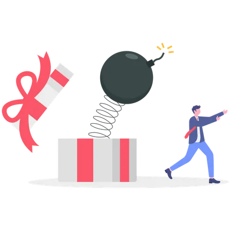 Businessman got bomb gift  Illustration