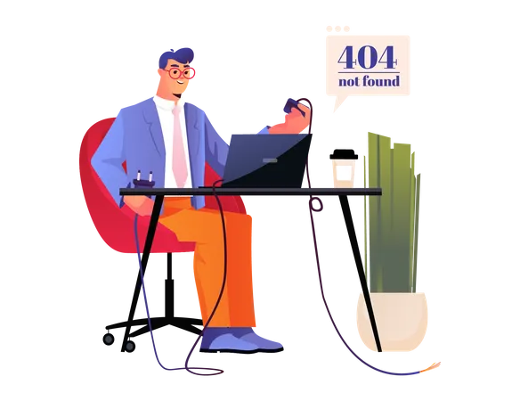Businessman got error 404 not found  Illustration