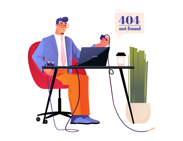 Businessman got error 404 not found  Illustration