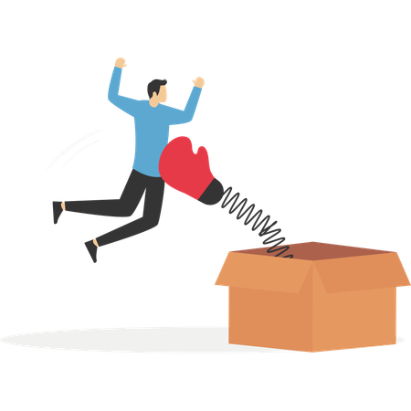 Businessman got punched by surprise boxing glove  Illustration