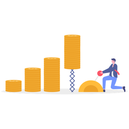 Businessman growing business graph  Illustration