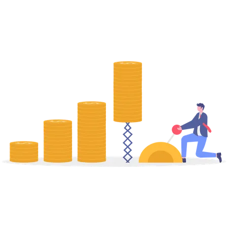 Businessman growing business graph  Illustration