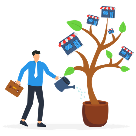 Businessman growing business  Illustration