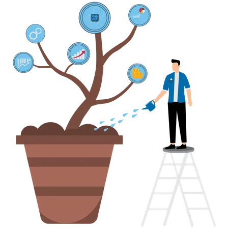 Businessman growing business opportunities  Illustration