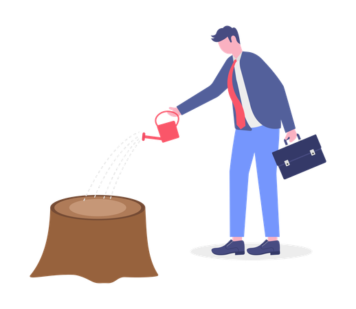 Businessman Growing Business Tree  Illustration