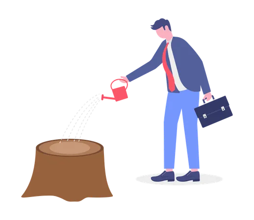 Businessman Growing Business Tree  Illustration