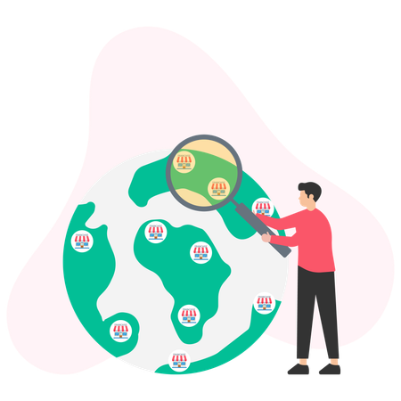 Businessman growing business worldwide  Illustration