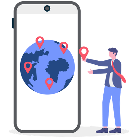 Businessman growing business worldwide  Illustration