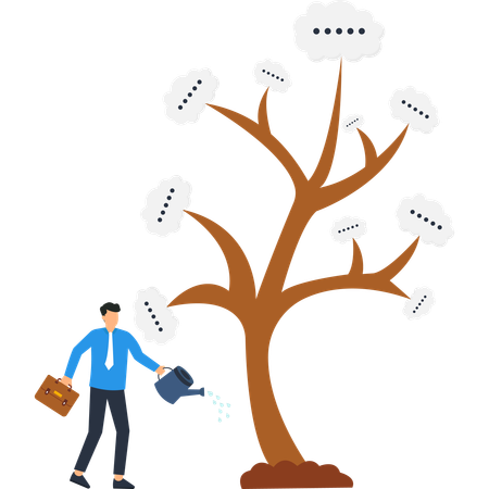 Businessman Growing Idea Tree  Illustration
