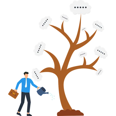 Businessman Growing Idea Tree  Illustration